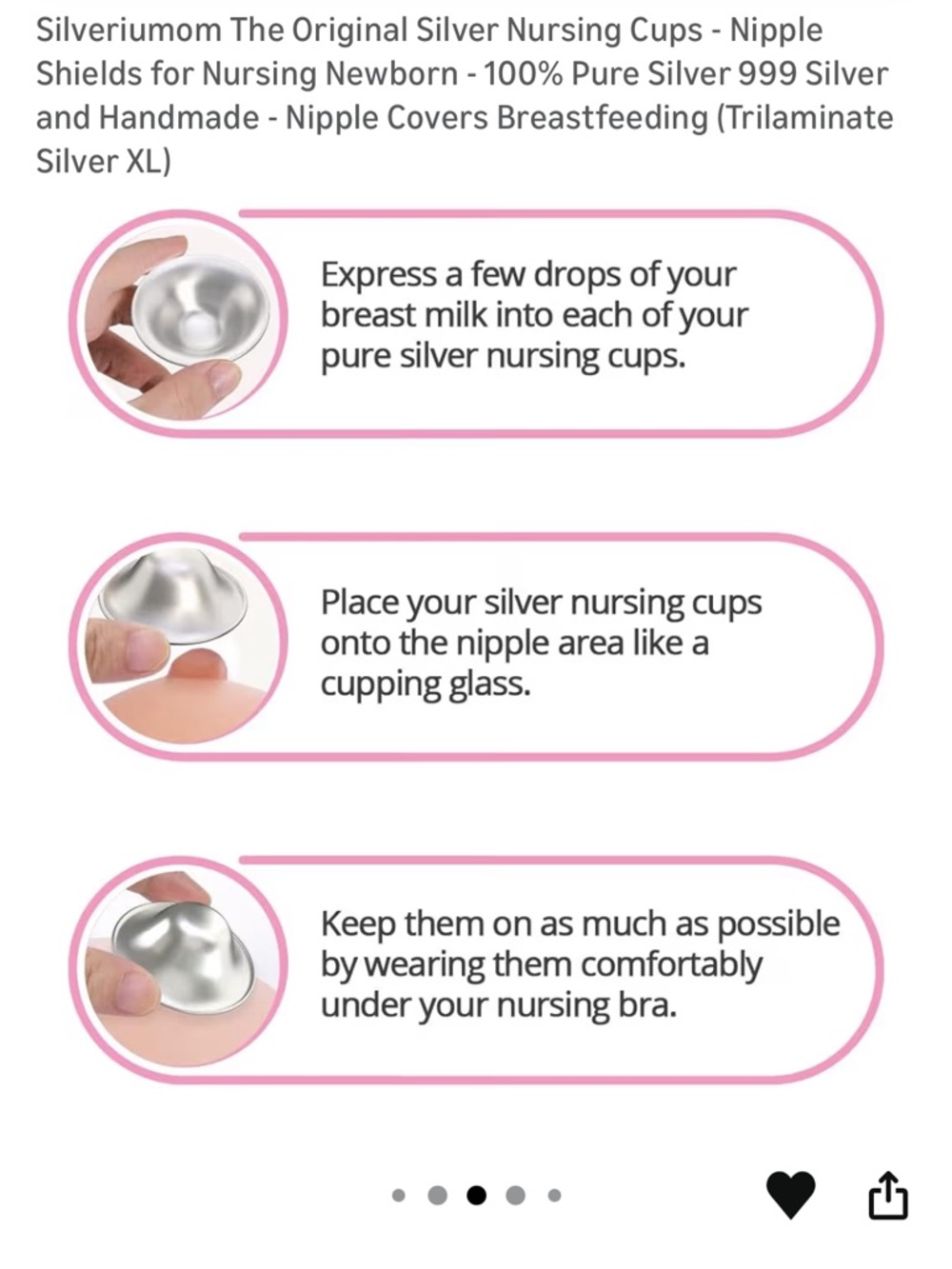 Silveriumom The Original Silver Nursing Cups - Nipple Shields for Nursing XL - Picture 7 of 9